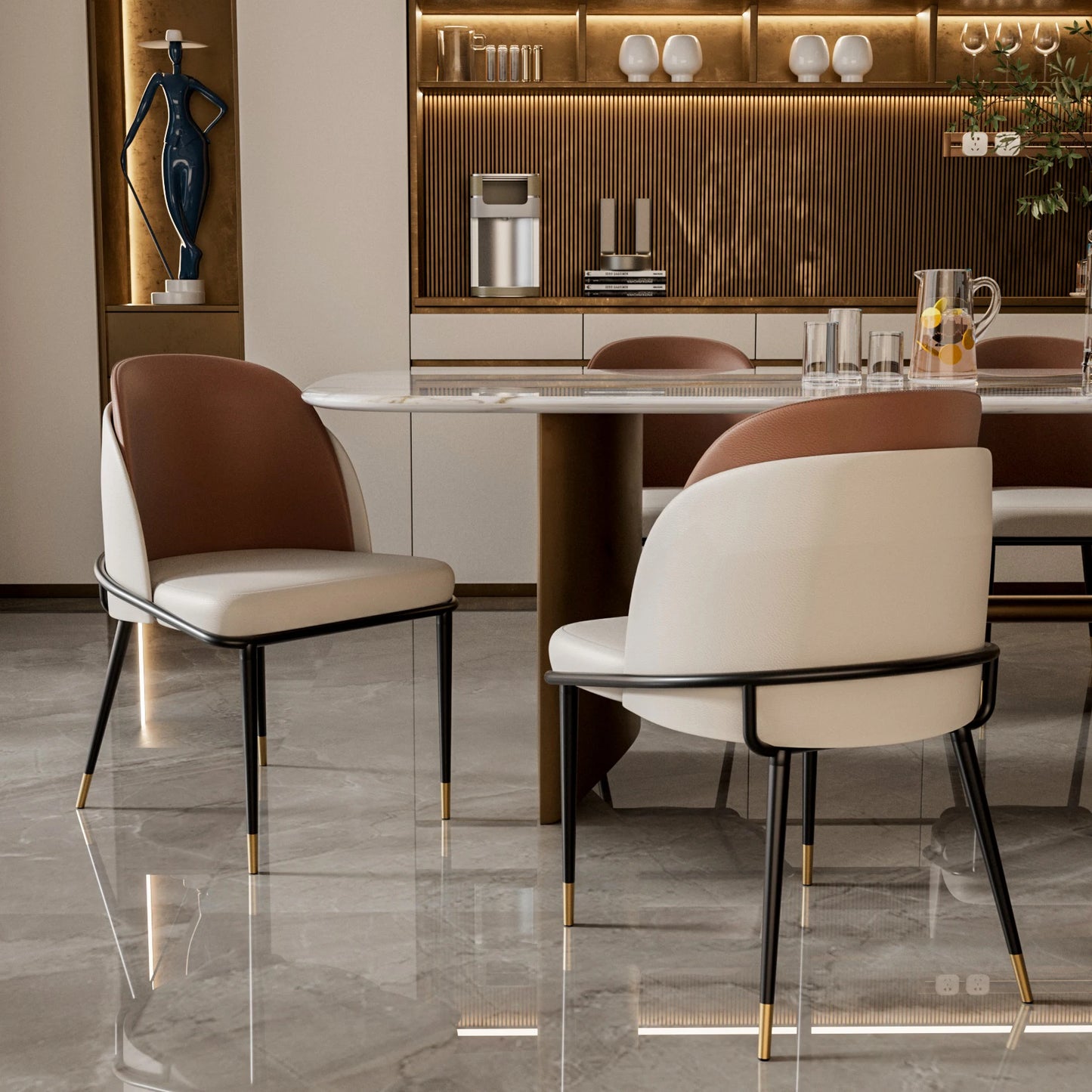 Dining Chairs Set of 2, Faux Leather Dining Chairs Upholstered Padded Modern Dining Room Chairs Back Wood