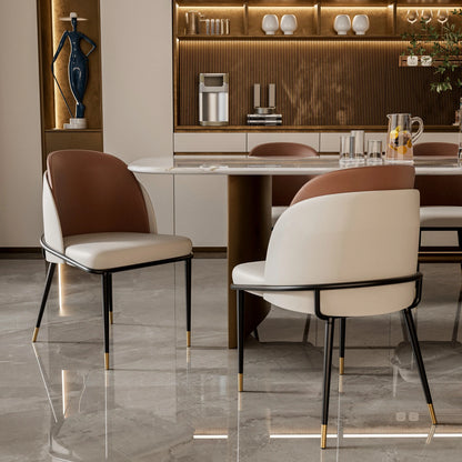 Dining Chairs Set of 2, Faux Leather Dining Chairs Upholstered Padded Modern Dining Room Chairs Back Wood