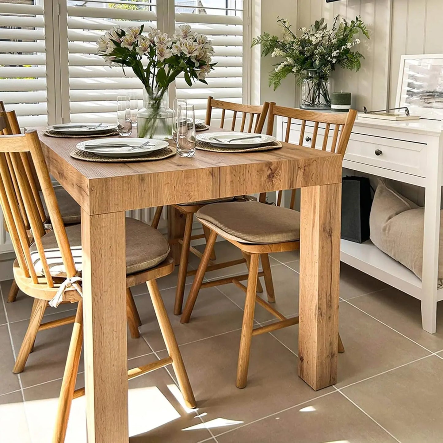 First Extendable Table, 47,2(77,6) x31,5 in, Rustic Oak, for 6-8 People, Expandable Dining Table