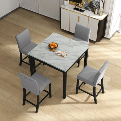 MLG 5 Piece Dining Table and Chair Set,4 Chairs,Square Counter Height Dining Table, Mid-Century Home Table and Chair Set, Uphols