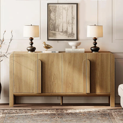 63" W Large Buffet Sideboard Cabinet with Storages, Modern Buffet Table Coffee Bar Wine Bar Storage Curved Cabinet, Customized