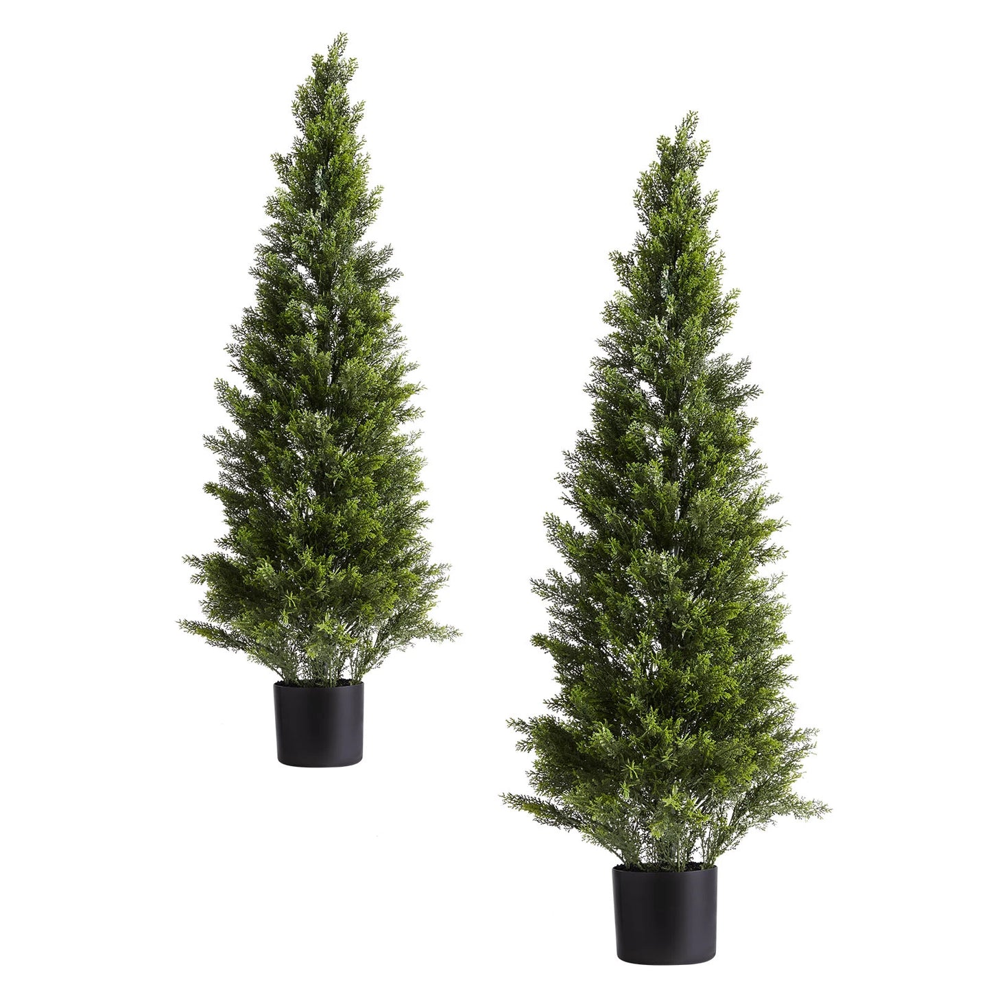 Artificial Topiary Cedar Trees 36/48in 2 Set Faux Pine Shrubs Plants Fake Silk Tree Easy Assembly for Decor Christmas