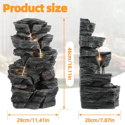 Waterfall-style Rock Water Feature Fountain, Garden Waterfall Decoration, Suitable For Courtyards, Porches, And Home Art Decor