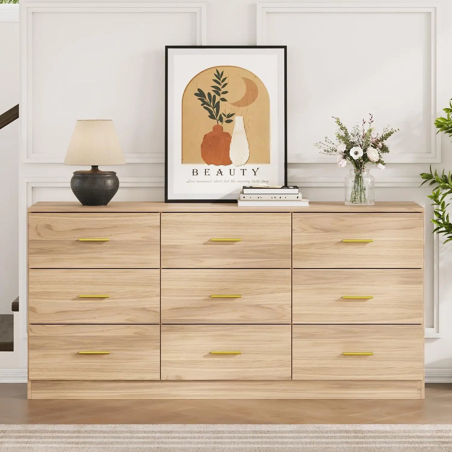 9 Drawer Long Dresser for Bedroom,