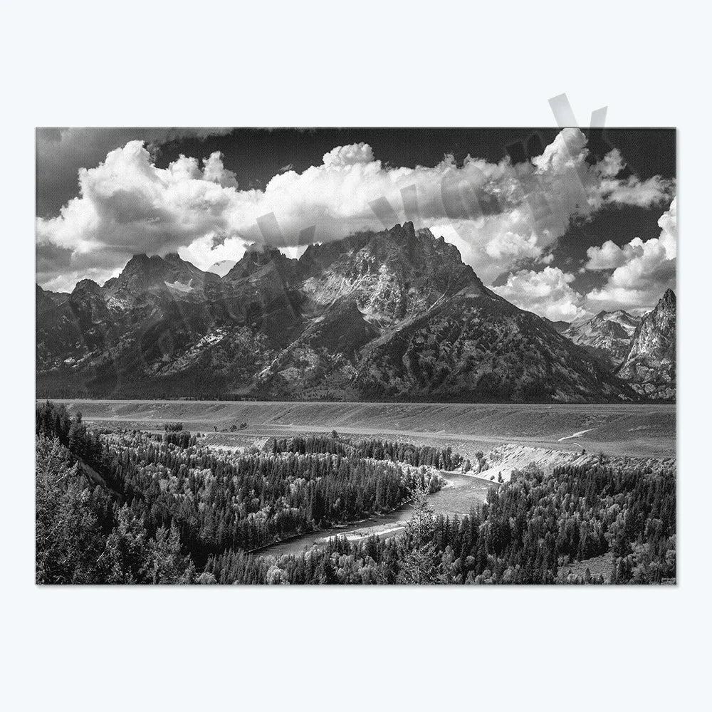 Ansel Adams Lithograph, Teton and Snake Rivers, Dogwood Flowers, Ansel Adams Half Dome, Mountains, Oak Street Landscape Poster,
