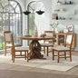5-piece retro functional dining set, solid wood extendable dining table with a 16-inch leaf and 4 upholstered chairs
