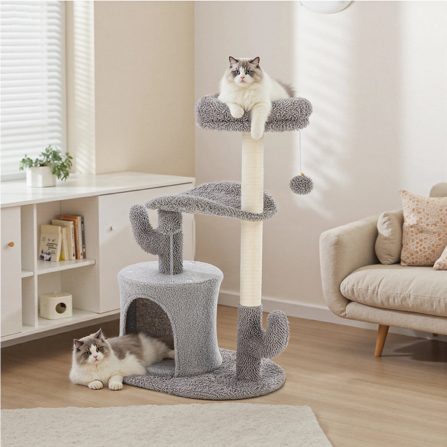33IN Tall Multi-Level Cat Tree Tower for Indoor Pet Furniture Stable Kitty Play House with Sisal Scratching Post