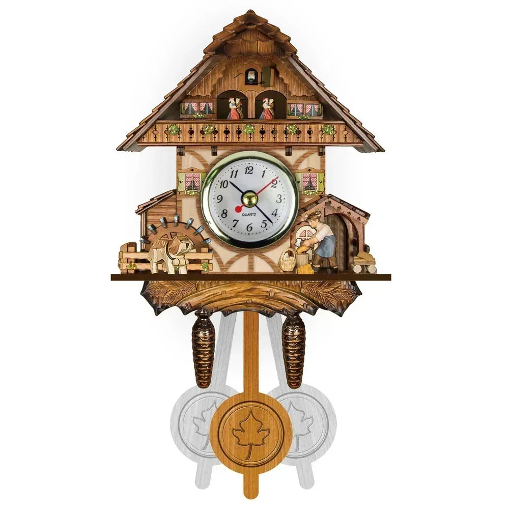 Wooden Hanging Wall Clock Bird Alarm Clock Cuckoo Clocks For Home Kid's Room Decoration Quartz Watch Decorative Home Decor