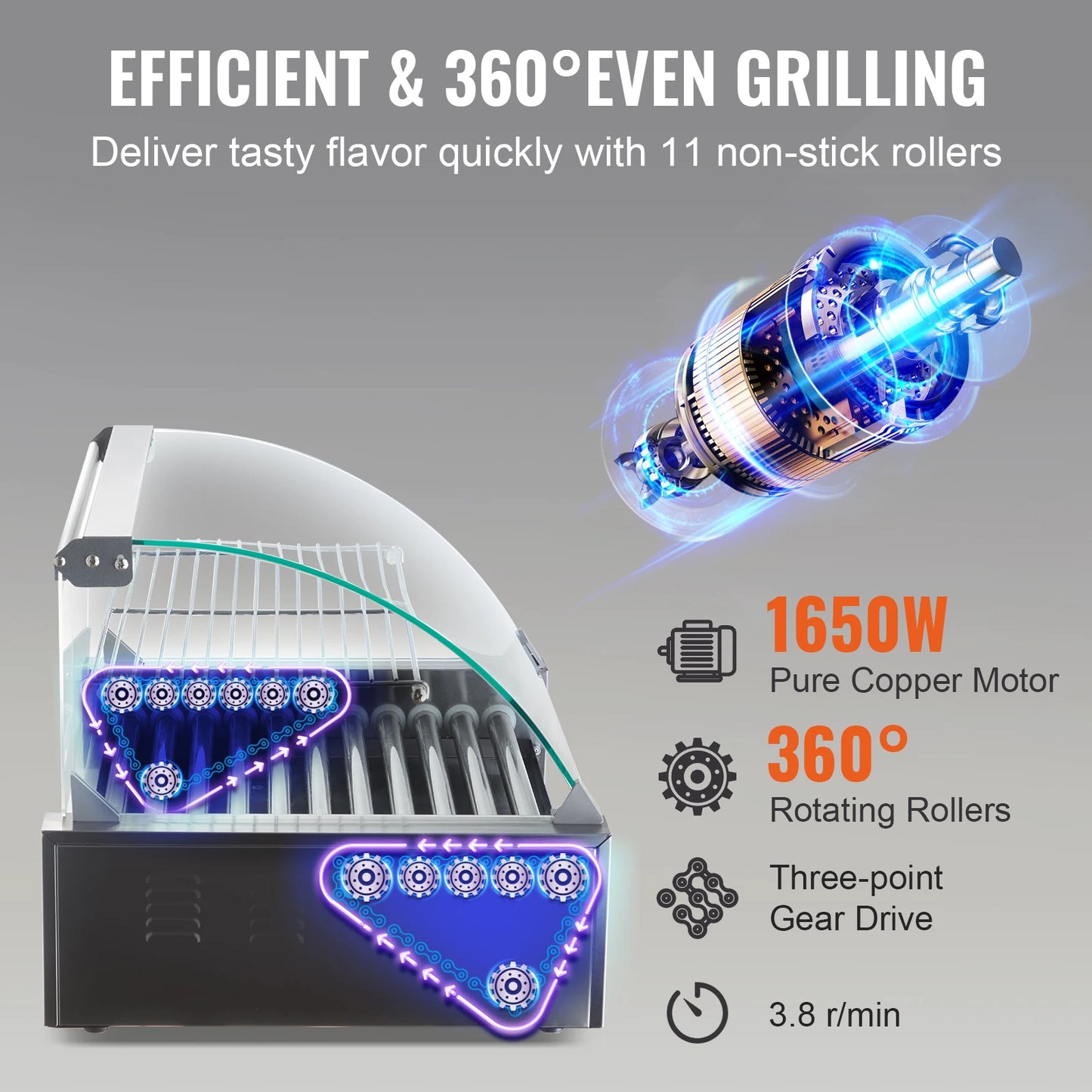 5/7/11 Rods Commercial Hot Dog Roller Electric Sausage Maker Barbecue Grill Machine for Camping Party Home Appliance