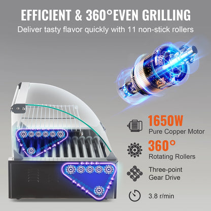 5/7/11 Rods Commercial Hot Dog Roller Electric Sausage Maker Barbecue Grill Machine for Camping Party Home Appliance