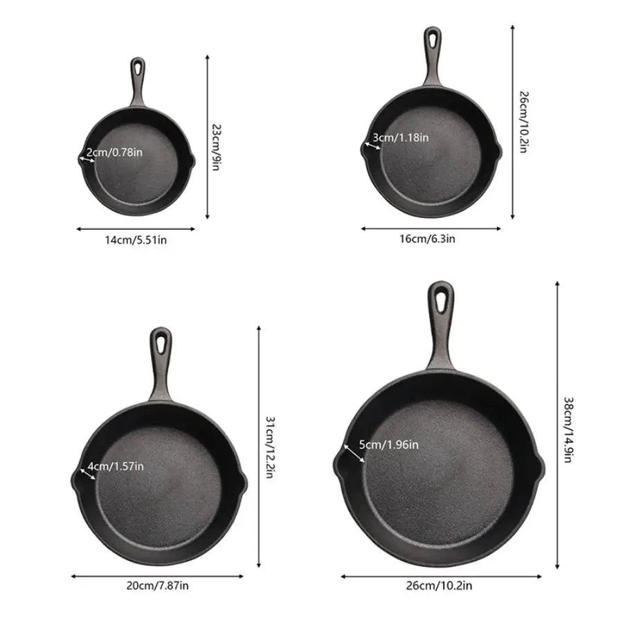 3PCS\4PCS\5pcs Cast Iron Skillet Set, Cast Iron Pan Without Coating Set, 6 Inch/8 Inch/10 Inch Cast Iron Frying Pan