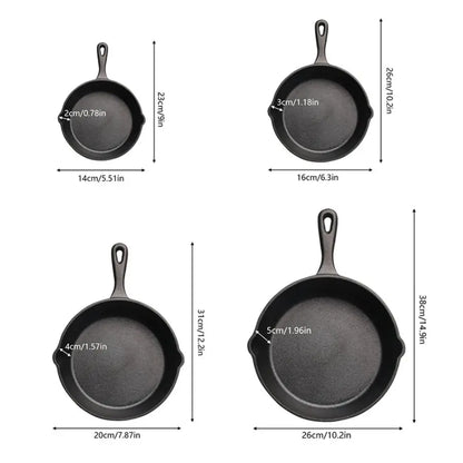 3PCS\4PCS\5pcs Cast Iron Skillet Set, Cast Iron Pan Without Coating Set, 6 Inch/8 Inch/10 Inch Cast Iron Frying Pan