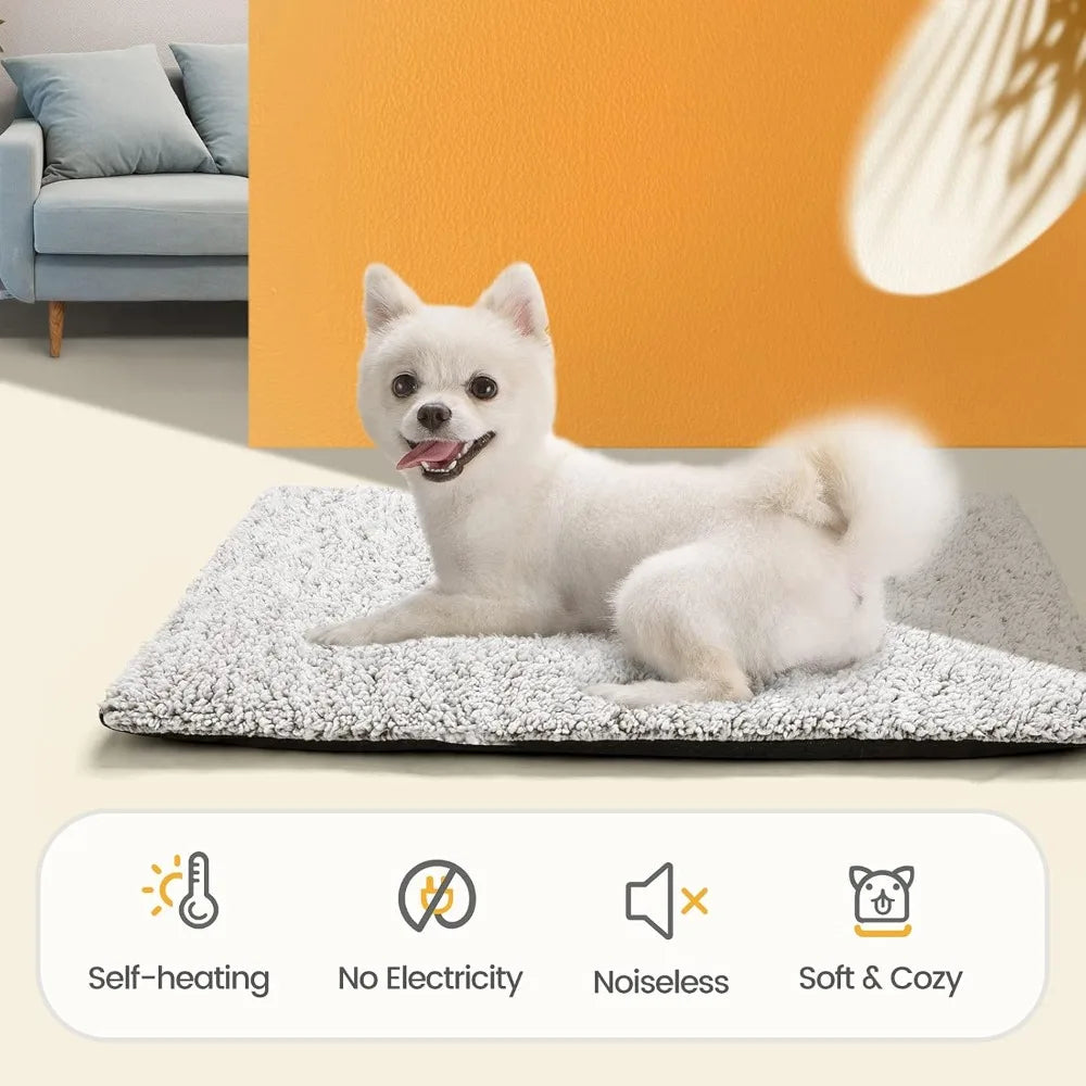 Self Warming Cat Bed Self Heating Cat Dog Mat 24 x 18 inch Extra Warm Thermal Pet Pad for Indoor Outdoor Pets with Removable Cov