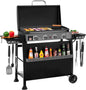 4 Burner Propane Gas Griddle with Removable Cart and Convertible Tabletop Design, Flat Top Grill with Hood for Camping, Tailgating, Backyard Use, Black