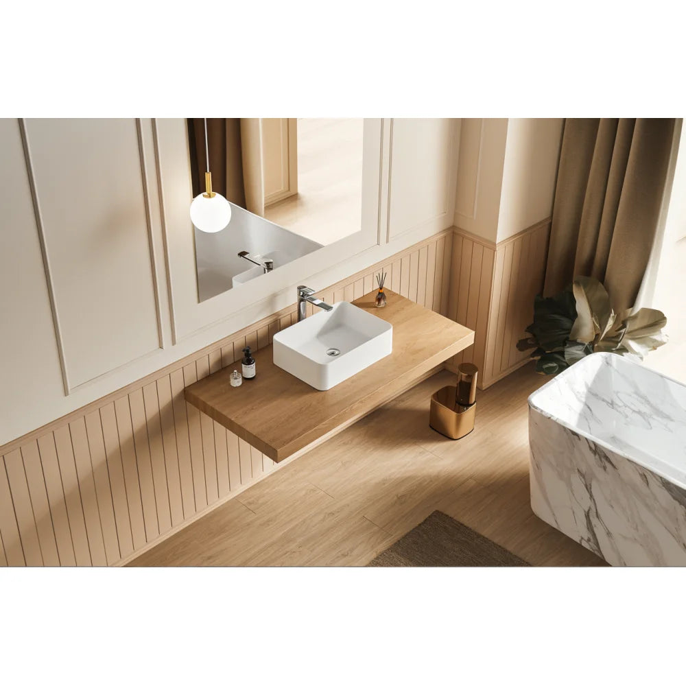 20" x 14" Solid Surface Vessel Bathroom Sink Basin in Matte White