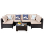 Outdoor Patio Furniture, 7 Piece Outdoor Sectional Sofa PE Rattan Wicker Patio Conversation Sets with Thick Cushions