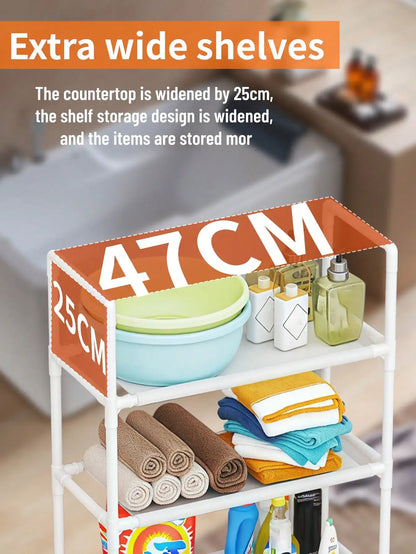 1pc Multi-Functional Thick Steel Pipe Bathroom Toilet Storage RackShelf For Washing Machine,Toilet Rack 3 Layers Of Storage Rack