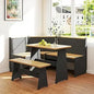 breakfast nook corner dining table kitchen bench chair set, space-saving 3-5 people seat reversible l-shape for family home blac