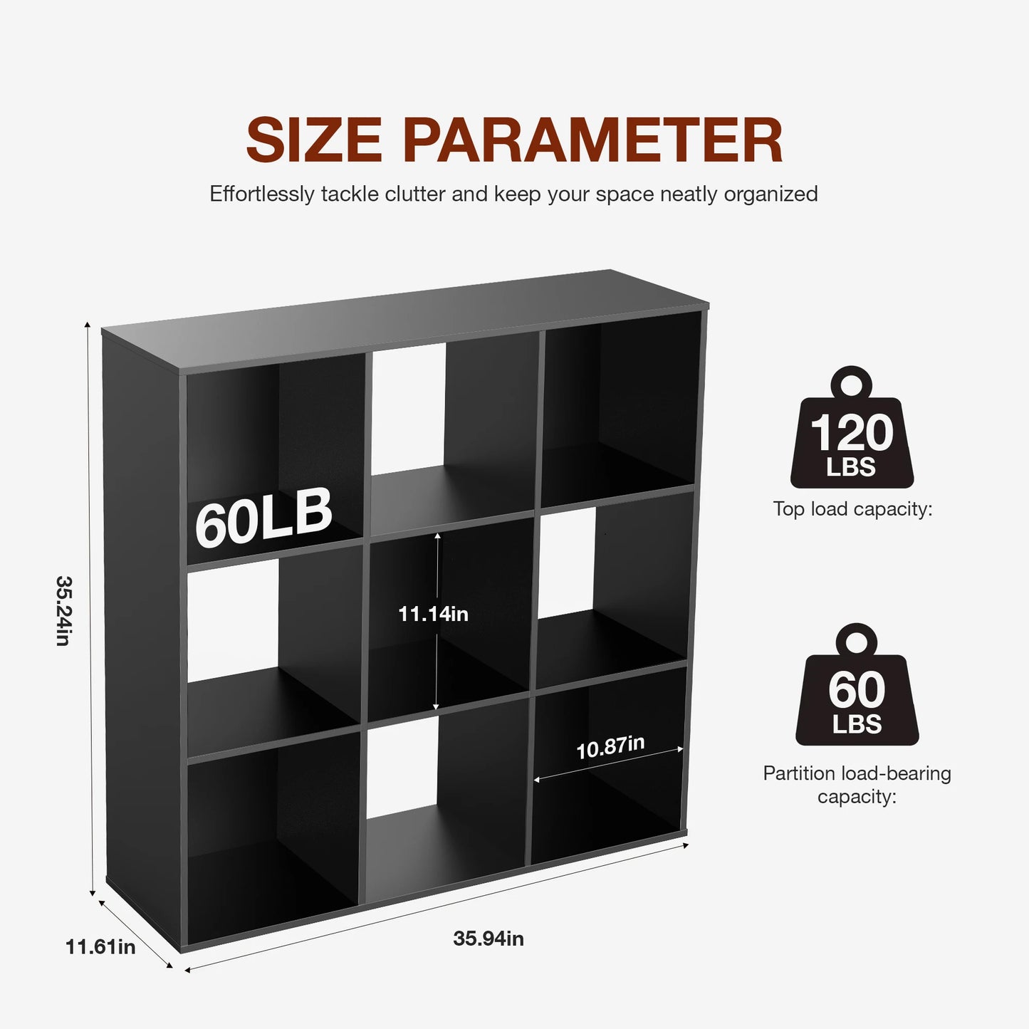 9 Cube Storage Organizer Wooden Shelf Bookcase Open Bookshelf for Living Room and Home Office Display