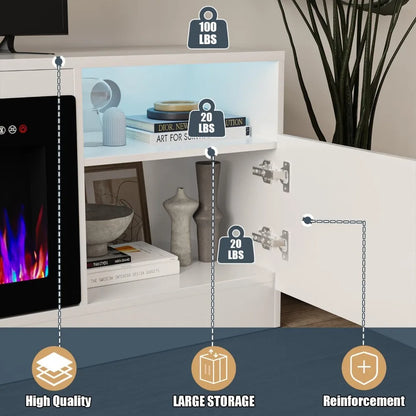 Fireplace with TV Stand 36" inch Electric Fireplace Up to 80" TVs, LED Light Entertainment Center, 70" Modern Wood High Gloss w