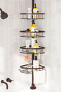 Rustproof Shower Corner Caddy Organizer for Bathroom 4 Adjustable Shelves with Tension Pole  for Bathtub Shampoo Accessories