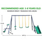 Metal Swing Set for Kids Outdoor, Heavy Duty Frame with Double Swings,  for Backyard Playground.