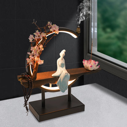 Bymaocar New Chinese Style Zen Meditation Incense Burner Set with Unique Smoke Tabletop Decoration for Living Rooms, Tea Rooms