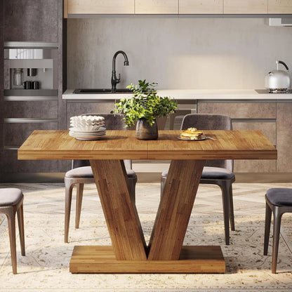47-Inch Dining Table for 4,Dinner Table with Heavy Duty Pedestal, Farmhouse Eating Table for Home, Dining Room