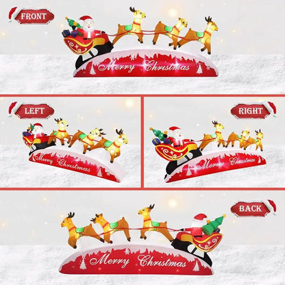10 FT Christmas Inflatables Santa Sleigh with Reindeer LED Lights Outdoor Yard Decor Holiday Inflatable Christmas Decorations