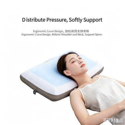 Cooling Gel Memory Foam Contour Pillow, Wave Cervical Support Orthopedic Bed Pillow for Neck Pain, Summer Breathable Sleeping Pi