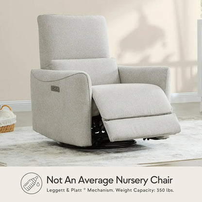 Power Recliner Chair Swivel Glider, FSC Certified Fabric Living Room Nursery Reclining Sofa Chair with Lumbar Support
