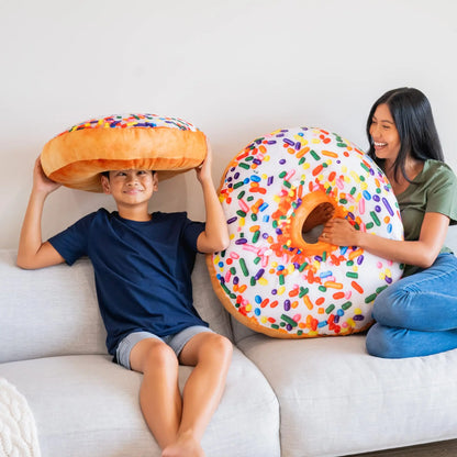 3D Sprinkle Donut Throw Pillow - Made with Super Soft & Ultra Premium Fabric - Cute, Comfortable, Plush Stuffed Doughnut Cake