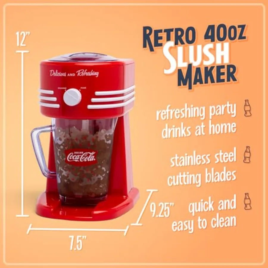 Nostalgia Coca-Cola Fren Drink Maker and Machine for Home - -Ounce Slushy Maker with Stainless Steel Flow Spout - Easy to Clean