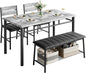 IRONCK Dining Table Set for 4, Kitchen Table and Chairs Set for Small Space, Kitchen Table with Upholstered Bench and 2 Chairs