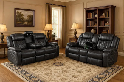 Hot salesPower Living Room Furniture Sets,Electric Recliner Chair with LED Light,Sectional Sofa Loveseat with Wireless Charging