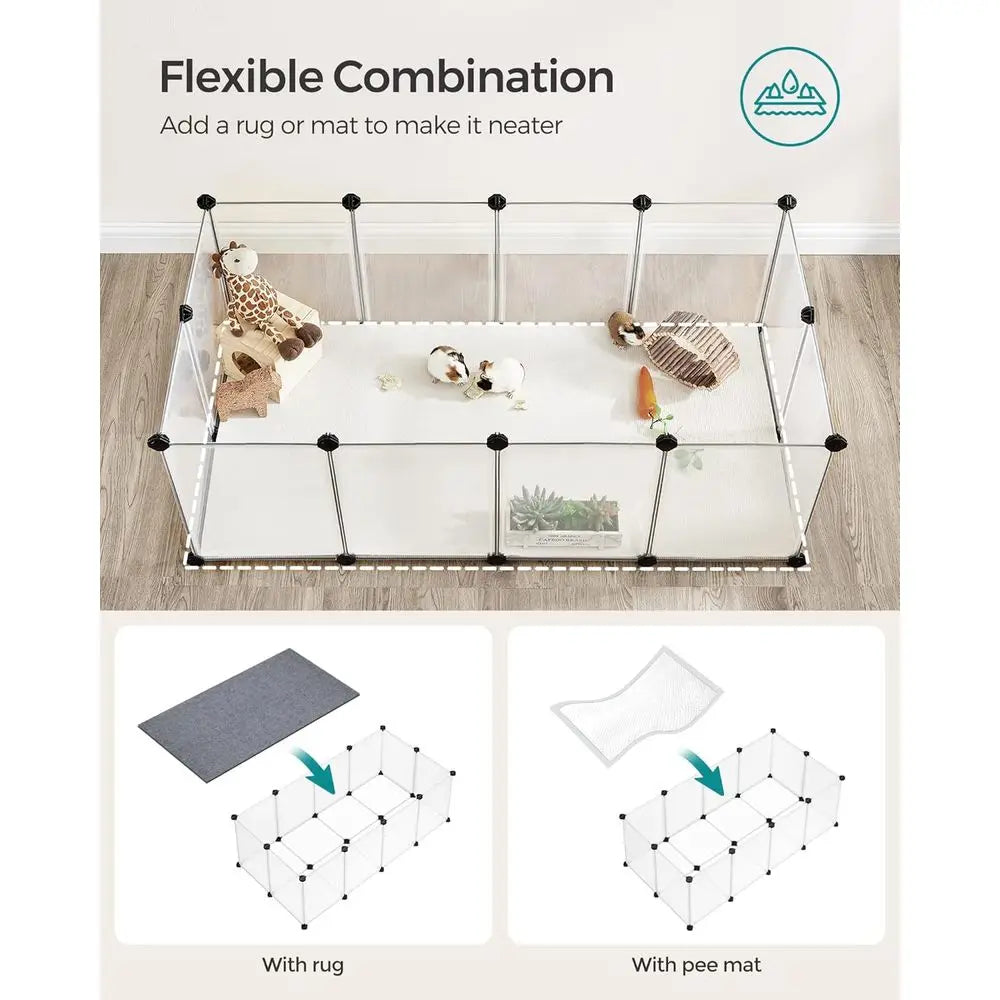 20 Panels Pet Playpen with Floor, Small Animal Playpen, Indoor Pet Enclosure for Guinea Pigs, Bunny, Hamsters, Hedgehogs, 49.2 x