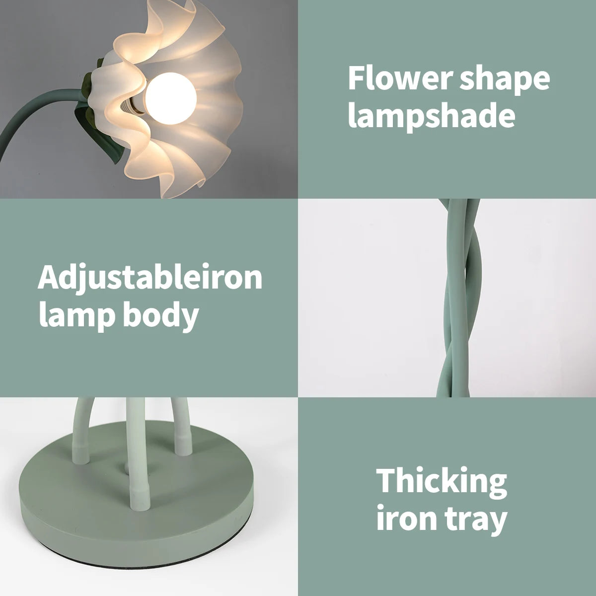 Retro 3-Head Flower Floor Lamp, Contains Bulb, 3-Color Dimmable, with Flexible Neck Shaft That Can Be Adjusted at Will