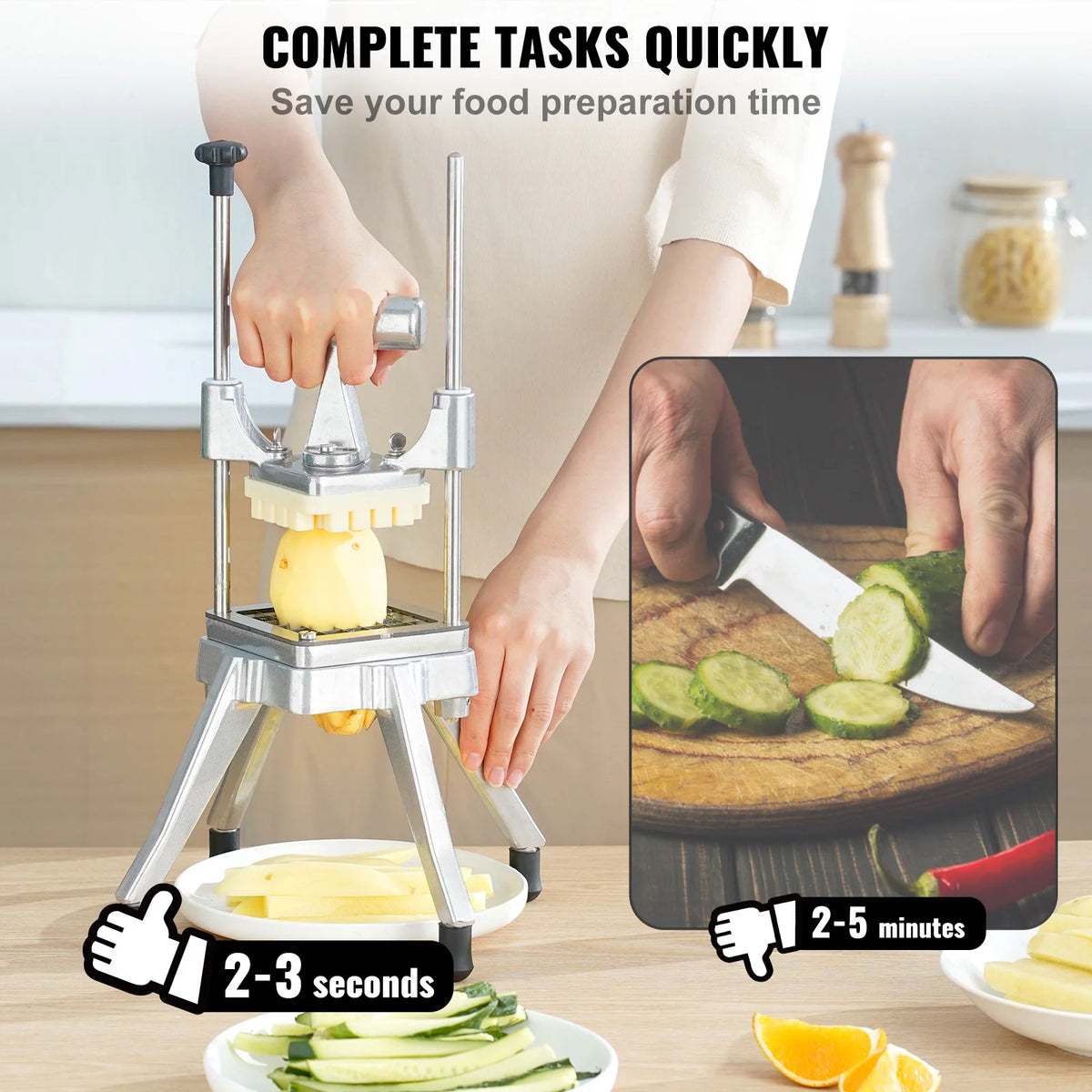 Vegetable Fruit Dicer Cutter Potato Slicer Chopper 4 Blades & Tray Manual Cutting Machine home appliance