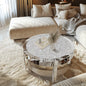 Mirrored Coffee Table with Crystal Inlay, 31.5'' Modern Round Coffee Table with Mirror Surface, Silver Accent Table