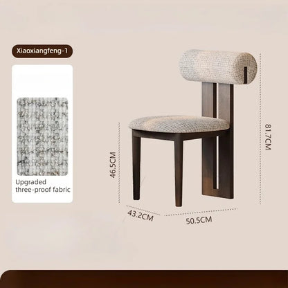 Nordic Solid Wood Dining Chairs, French Retro Style Dining Chairs, Comfortable Fabric Creative Hippo Dining Chairs
