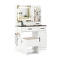 Vanity Desk w/ Mirror & Power Outlets Dressing Table w/ 3 Color lighting