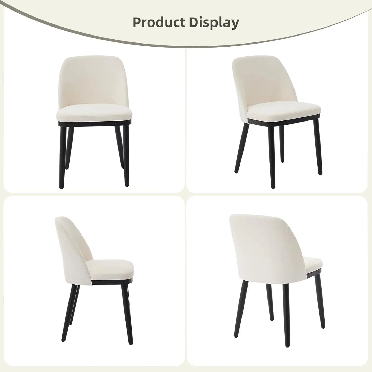 Upholstered Dining Chairs Set of 2, Modern Kitchen Chairs with Thick Cushions, Dining Room Chair with Wood Legs for Dining Room