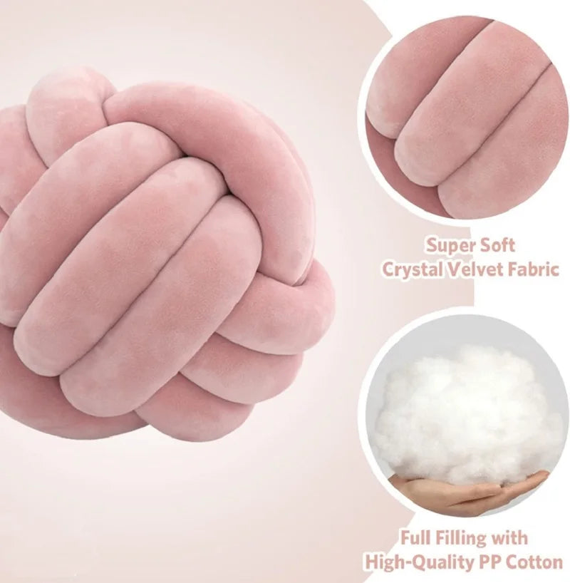 Lilac Decorative Throw Knot Pillow Ball for Home Chair Sofa Couch Bed Aesthetic Round Velvet Knotted Pillow Cushion Gift