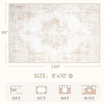 Rugs 8x10 Vintage Rug Large Washable Living Room Rug Retro Medallion Distressed Rugs Soft Low Pile NonSlip Indoor Floor Carpet f