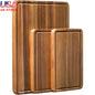 Wooden Cutting Boards Set of 3 Thick Chopping Board with Deep Juice Groove and Handles
