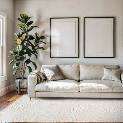 Micro Loop Area Rug Light Gray 9x12 Geometric Modern Luxury Circular Durable Soft Indoor Rugs for Living Dining Room