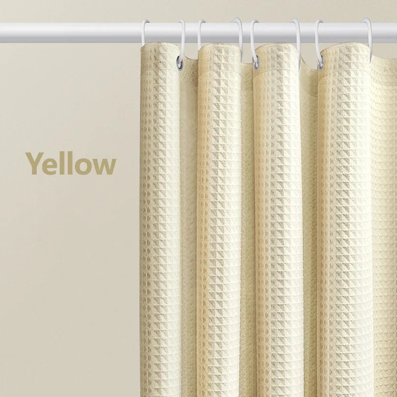 Thickened Waffle Solid Color Shower Curtain, Non-porous Double-sided Waterproof and Mildew Shading Suitable for Toilet, Bathroom