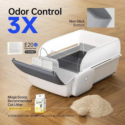 Automatic Self-Cleaning Cat Litter Box Odor-Free Oversized Intelligent Cat Toilet Large Semi-Enclosed Cat Sandbox
