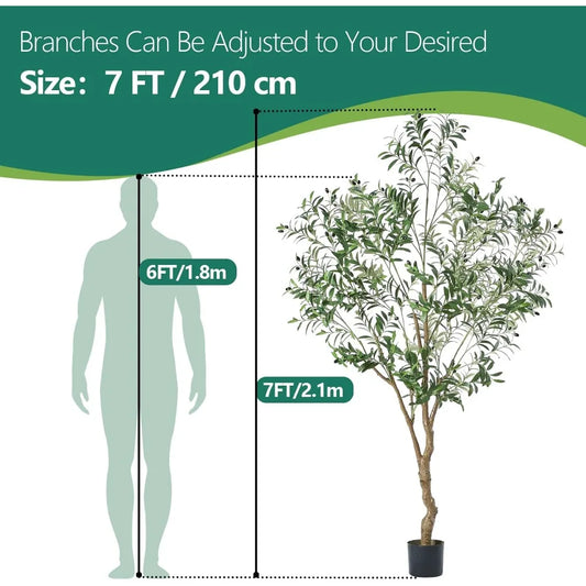 7FT Olive Tree Artificial Plant Decor - Tall Fake Tree for Home Decor Faux Plant Indoor 2000 Leaves