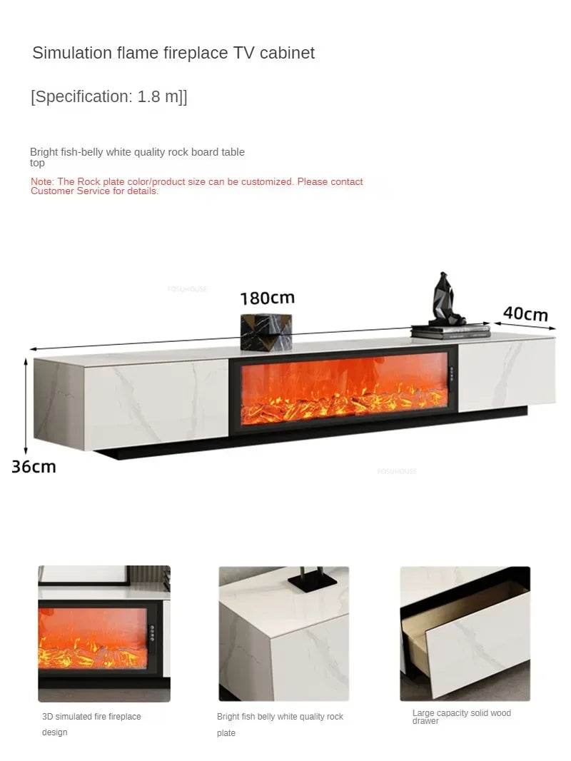Luxury Simulated Flame European Fireplace Nordic Home Decor Designer Furniture Living Room Slate TV Cabinet Fireplace Integrated